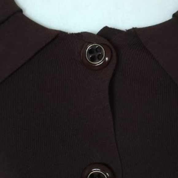 Chocolate Brown Ruffled Collar Sweater - Picture 2 of 6